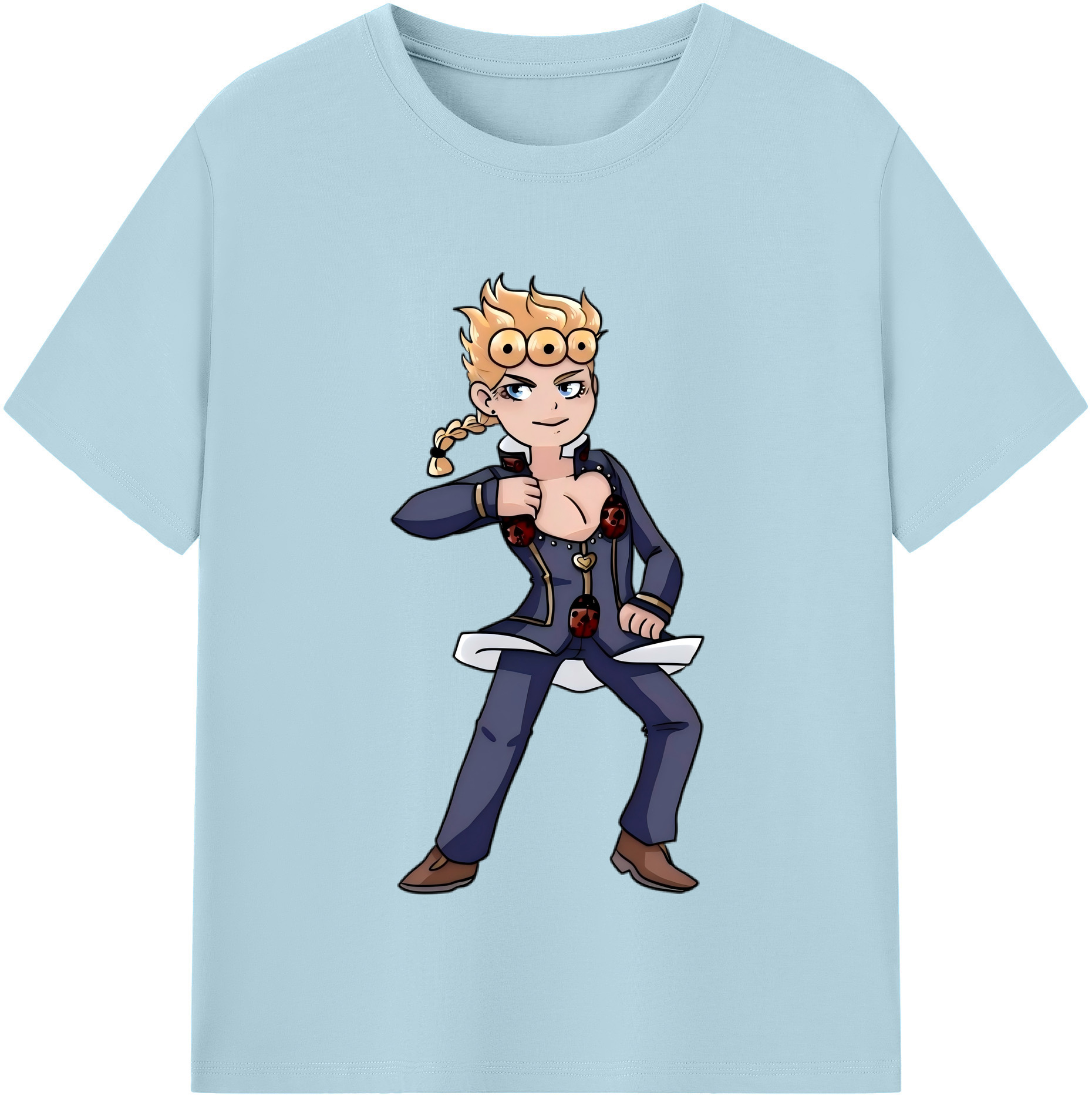 （画像用） ジョジョの奇妙な冒険 ジョルノ?ジョバァーナ JoJo's Bizarre Adventure Giorno Giovanna 綿100％半袖Tシャツ（フロントプリント）